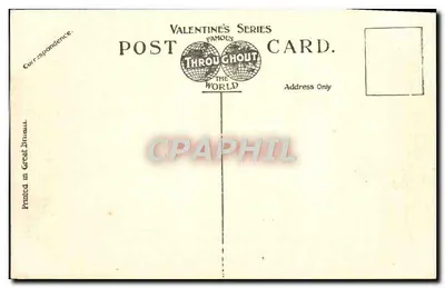 Canoe Lake, Southsea — vista do lago com gôndola e edifícios — Série Valentine's Postcard — Verso