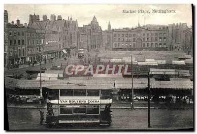 Market Place, Nottingham. — Vista do mercado com trêmio — Série Boots Cash Chemists 'Pelham'