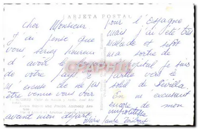 Praça de Catalunha — Madrid — editor ARJETA POSTAL — Verso