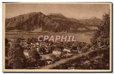 Lago Tegernsee com Hirschberg e Kampen — vista panorâmica — fotografia e publicação de L. Lauter, Tegernsee Nr. 6110
