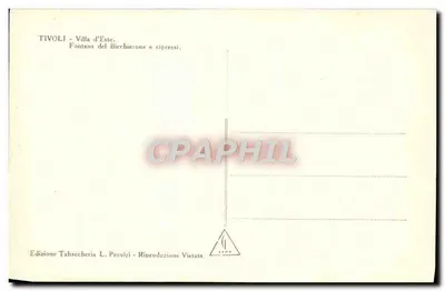 Tivoli - Villa d'Este — Fontana del Bicchierone e ciprestes — Édition Tabaccheria L. Provizi — Verso