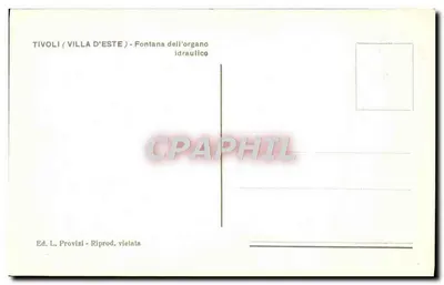 Tivoli - Villa d'Este - Fontana dell'organo idraulico — Ed. L. Provizzi, n° 31 — Verso