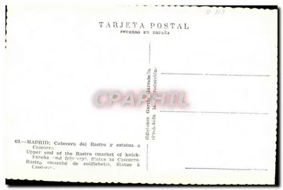 Madrid — Cabecera del Rastro en beeld en standbeeld van Cascorro — Ediciones García Garrabella — Achterkant