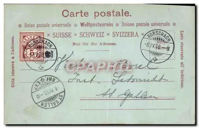 Vista de Rorschach — editor H. Guggenheim & Co., Zurique, n° 1030 — Verso