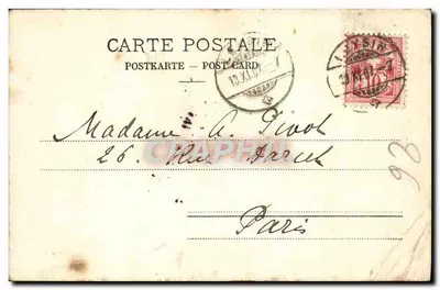 Bilhete postal antigo A Igreja de Leysin — Verso