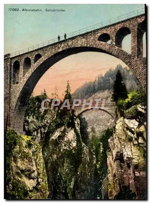 Albulabahn. Solisbrücke. — Ponte de arco de pedra sobre um cânion — editor Weheli A.-G., Kilchberg, Zurique