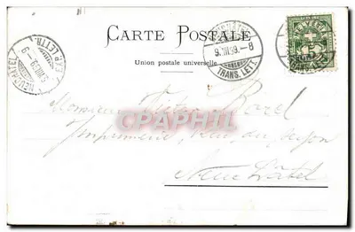 Le Champ-du-Moulin i Le Creux-du-Van — widok górski z wsią — wydawca J. Véga, numer nie widoczny — Rewers