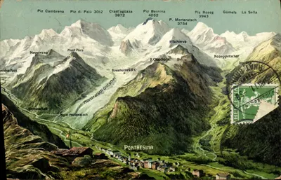 Ponte Resina e Grupo Bernina — editor Wohlfahrt A.-G., Kilchberg-Zurich, n° 14137