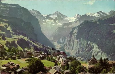 Wengen — Vista do vale de Lauterbrunnen — Photoglob-Wehrli AG, Zürich, n°2263