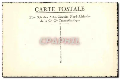 Marrakech — A Koutoubia entre os palmeiros — Edição dos Auto-Circuits Norte-Africanos da Cie Transatlantique — Verso