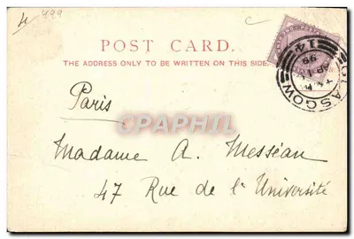 Broomielaw, Glasgow — quai fluvial avec vapeurs et foule — éditeur F. Bauermeister, Foreign Bookseller, Glasgow, n°3 — Back