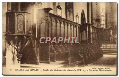 Igreja de Mozac — Stalles dos Monges, lado do Evangelho (século XV) — Amat, Editor, Riom