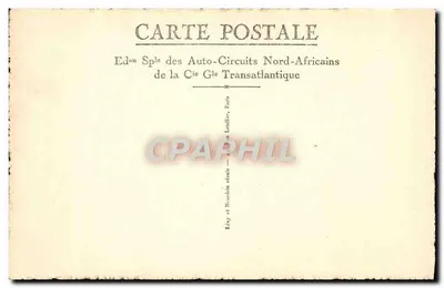 Meknès — Praça e palácio do sultão — Edição Especial dos Auto-Circuits Norte-Africanos da Cie Générale Transatlantique — Verso
