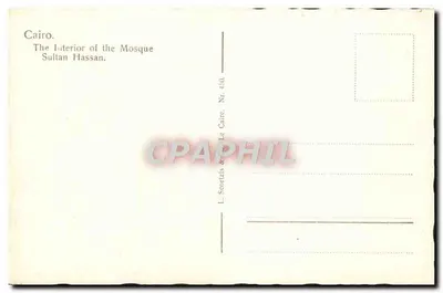 Interior da mesquita Sultan Hassan — Caire — L. Scotzhs & Cie, Le Caire, N° 450 — Verso