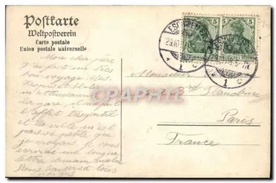 Eschweiler — Indepartie z pocztą — Karta pocztowa Unii Pocztowej — Rewers