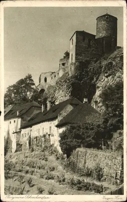 Burgruine Schreckenstein — ruínas sobre falésia — Eugen Hein, série 133