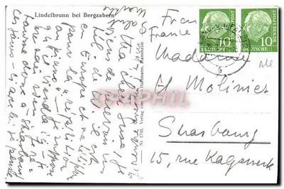 Lindelbrunn bei Bergzabern — paisagem florestal com trilha — Verlag von Ernst Hartmann, Nr 1738 — Verso