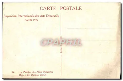 El Pavillon de las Alpes Marítimas — Exposición Internacional de Artes Decorativas, París 1925 — Edición 1925, n°37 — Reverso