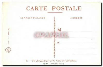 Ogród przy Gare des Invalides — Wydawnictwo I.-V. Fot. n°6 — Rewers