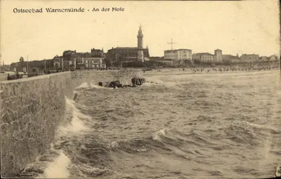 Ostseebad Warnemünde — An der Mole — Geographische Kartenanstalt Dresden & Schmocab, n° 2135