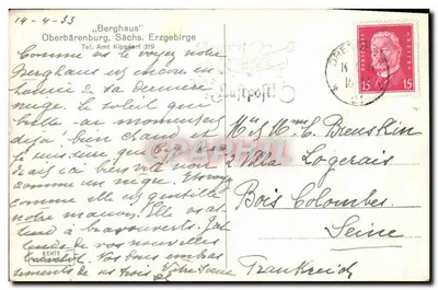 Berghaus — Erzgebirge — Oberbärenburg — editor — Verso