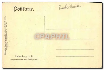 Rothenburg o.T. — Doppelsebrücke z częścią miasta — Kunstverlagsanstalt Inhaber: Heinrich Lanz, Nr 17 — Rewers