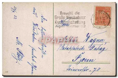 Wiesbaden. Widok z tarczy pocztowej i restauracji na Nerobergu — Katedra i restauracja Neroberg. — Rewers