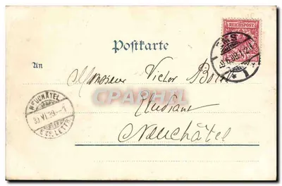 Bad Ems — Hotel Z.D. Vier Thürmen, Neue Kirche, Malbergbahn — editor Louis Glasser, Leipzig, n° 4078 — Verso