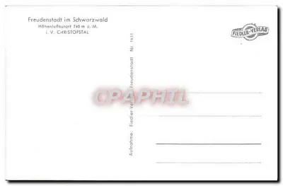 Freudenstadt no Schwarzwald — Estação de cura de altitude 740 m acima do nível do mar — Fiedler-Verlag n° 1633 — Verso