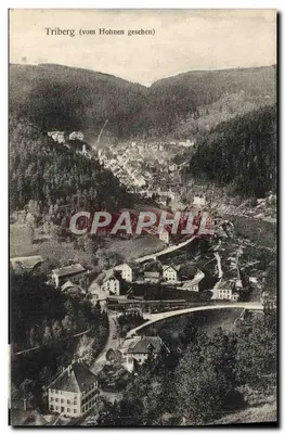 Triberg (vom Hohnen gesehen) — vue aérienne du village en vallée — J. G. Fiege, Homburg