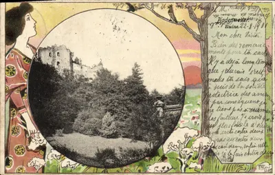 Ruínas de Badenweiler — vista da fortaleza — editor não identificado