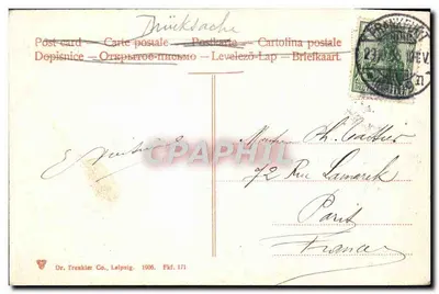Frankfurt a. M. — A antiga rua judaica (Judengasse) — Dr. Treunkler Co., Leipzig, Fkf. 171 — Verso