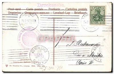 Interior de um corredor gótico — editor Dr. Tronkler Co., Leipzig — n° de série Hbg. 400 — Verso