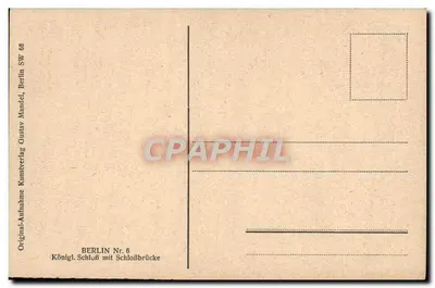 Berlin — Zamek z Mostem Zamkowym — Królewski Wydawnictwo Gustav, Berlin Mandel, Nr 6 — Rewers