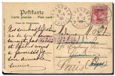 Bilhete postal antigo Cachoeira — Verso