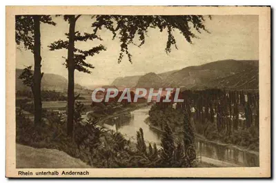 Reno abaixo de Andernach — vista panorâmica — Kunstanstalt Börn a. Rh.