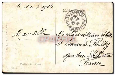 Pejzaż w Egipcie — The Cairo Postcard Trust, seria T. 46 — Rewers