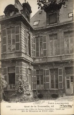 Antigo convento das Filhas de Santa Geneviève — Quai de la Tournelle, 47 — Paris d'autrefois, n°173