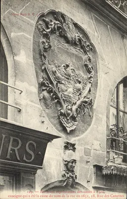 Rue des Canettes — bas-relief das canas à l'eau — Vieux Paris B.C. (n°129)