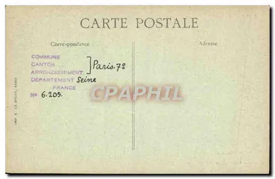 Hospital Laënnec — Rue de Sèvres, 42 — Paris d'autrefois — Éditeur LE DILLY, Imp. N° 6.205 — Verso
