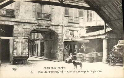 Paris no passado — Rue du Temple, 41 — Cour de l'Auberge de l'Aigle d'Or — Editor E.-D. n°10