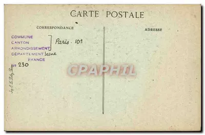Paris d'antigamente — Pavilhão de entrada do Hospital Saint-Louis, rue Bichat, 40 — Colaboração documental de Maussang — Verso