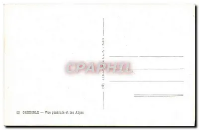 Grenoble — Ogólny widok i Alpy — wydawca G.A.P. Paris — Rewers
