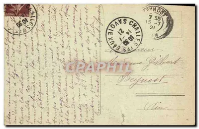 Bilhete postal antigo Challes Les Eaux Vista geral — Verso