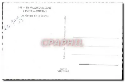 As Gorges da Bourne — De VILLARD-de-LANS a PONT-en-ROYANS — Editions Art de VILLARD-de-LANS — Verso