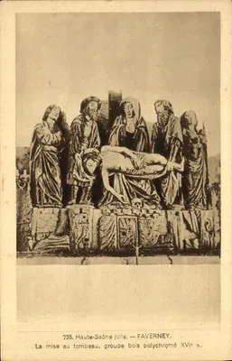 A colocação no túmulo — grupo de madeira policromada do século XVI — Faverney, Alta-Saône
