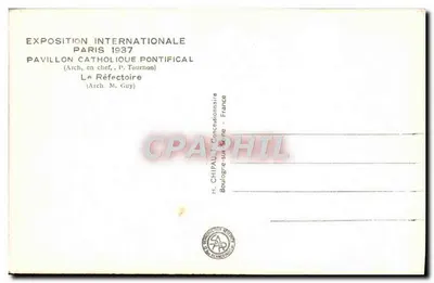O Refeitório — Exposição Internacional de Paris 1937 — Pavilhão Católico Pontifical — Verso