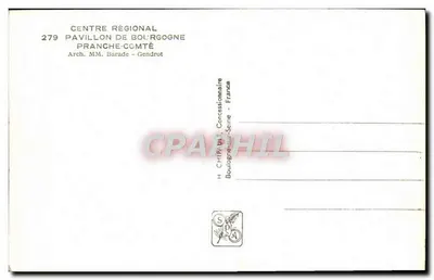 Exposición Internacional París 1937 — Pabellón de la Borgoña, Franche-Comté y Tierras del Ain — editor CH — Reverso
