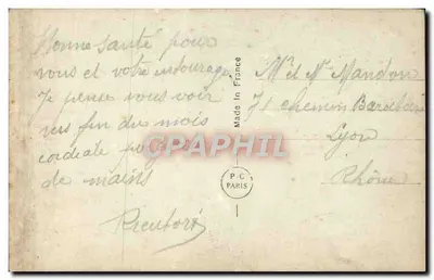 Nocarát Paris — estátua em um jardim noturno — P.C. Paris n°32 — Verso