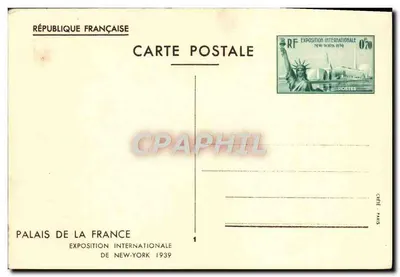 Pałac Francji — Międzynarodowa Wystawa w Nowym Jorku 1939 — Wydawca Creté, Paryż, nr 1 — Rewers